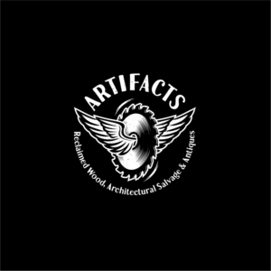 The company name is: ARTIFACTS   The tag line is:  Reclaimed Wood, Architectural Salvage & Antiques | Logo Design by design.picnic