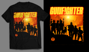 Modern Day Gunfighter T-Shirt (Spaghetti Western Movie Poster) | T-shirt Design by SAI DESIGNS