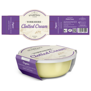 Clotted cream packaging design (card sleeve over a plain round tub) - family owned UK business. | Packaging Design by KDESIGN 2