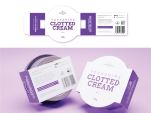 Clotted cream packaging design (card sleeve over a plain round tub) - family owned UK business. | Packaging Design by Fajr.