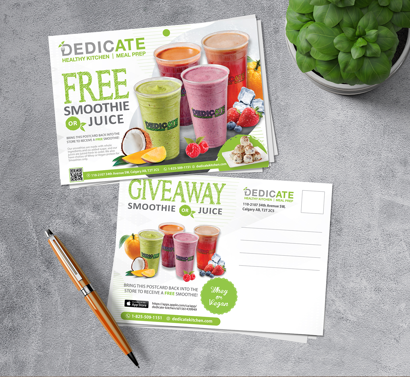 Postcard Design by alex989 for DEDICATE Healthy Kitchen | Design #27355445