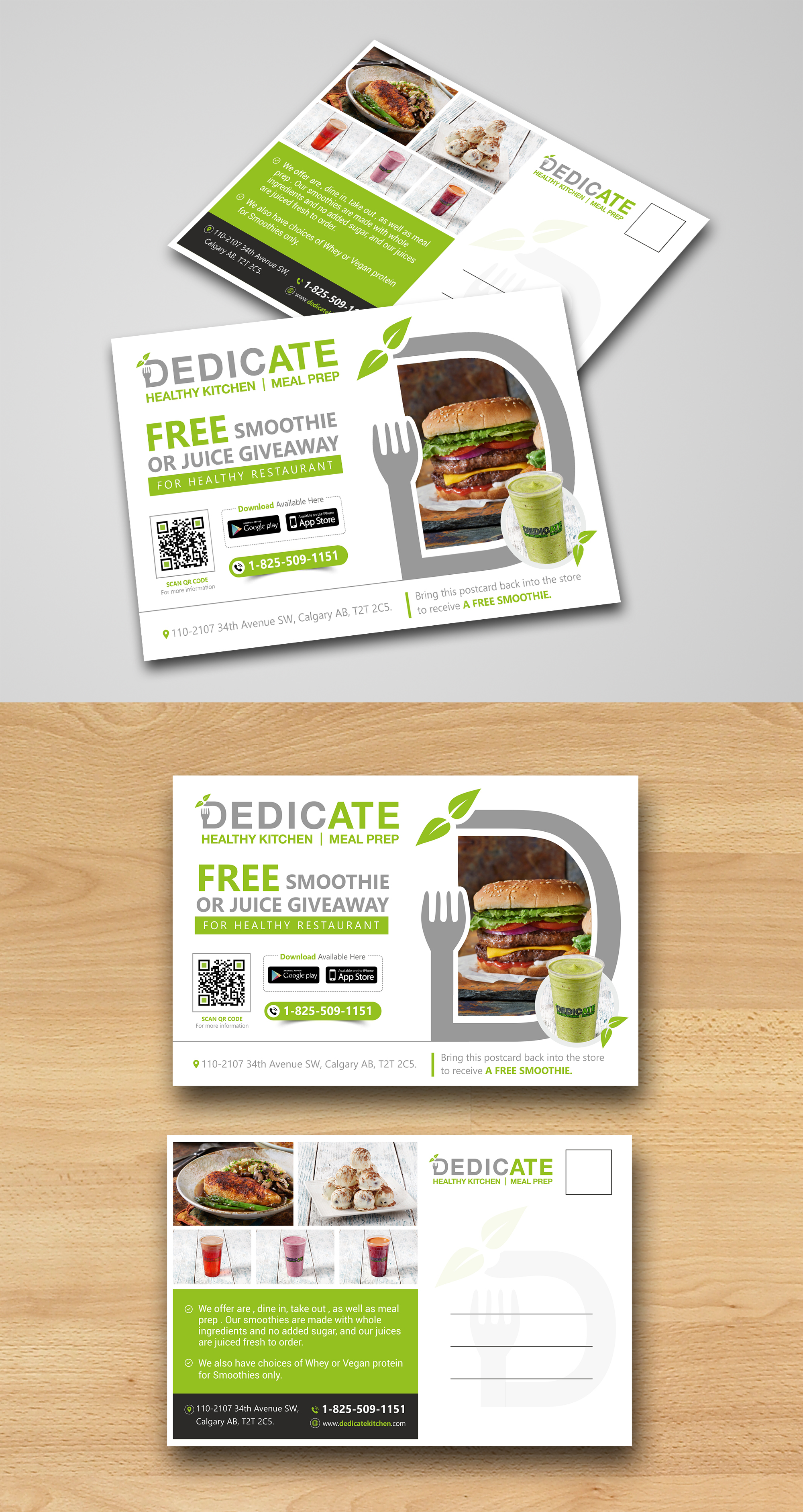 Postcard Design by ecorokerz for DEDICATE Healthy Kitchen | Design #27356489