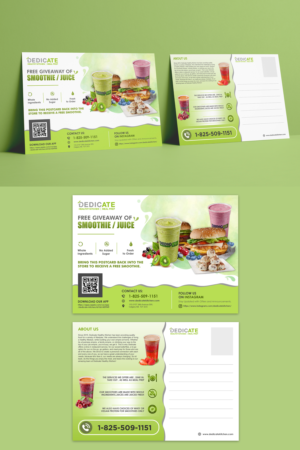 FREE Smoothie or Juice Giveaway for Healthy Restaurant | Postcard Design by ZeneFashions