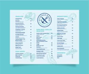 Locals Raw-new seafood raw bar restaurant menu | Menu Design by atularts