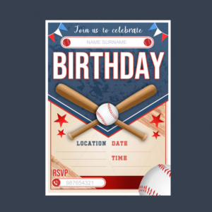 Baseball Themed Birthday Invitation | Invitation Design by DA.