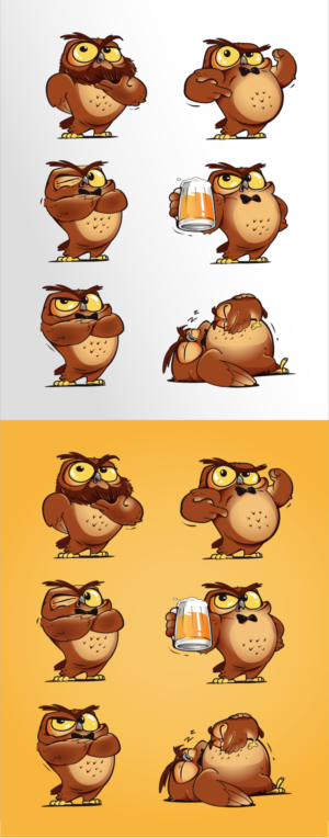 Owl Mascot (in cartoon or comics style) in 6 different situations | Graphic Design by Suprakash 3