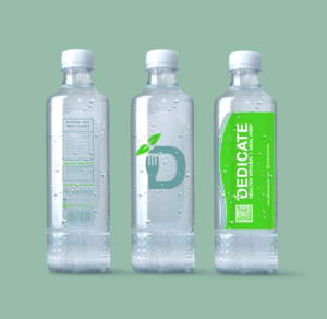 Water Bottle Label design for Healthy Lifestyle Restaurant | Packaging Design by MOH Studio