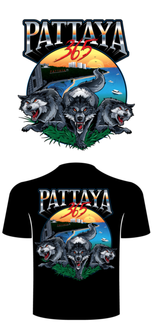 Pattaya 365 Wolves T-shirt | T-shirt Design by ally designs