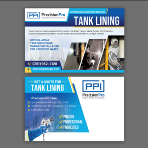 Precision Pro Inc Tank Lining Services | Postkarten-Design von DA.