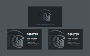 Rolston Capital - The World's Envrionmental Merchant Bank | Business Card Design by INDIAN_Ashok