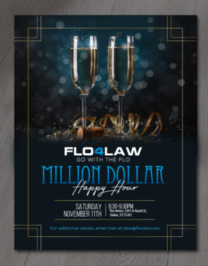 Flo4Law Million Dollar Happy Hour | Invitation Design by alex989