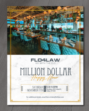 Flo4Law Million Dollar Happy Hour | Invitation Design by alex989