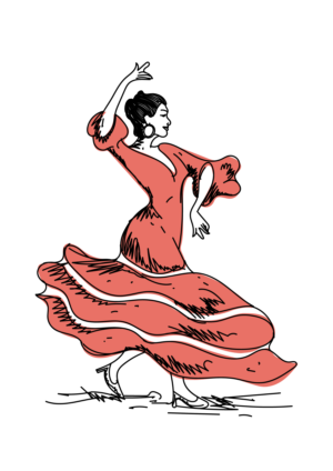 Flamenco Dancer Line Drawing Graphic Enhancement | Graphic Design by vectoradics