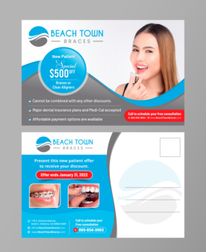 Postcard Design by KreativeMadz for Beach Town Braces | Design #27643062