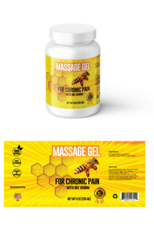 A label for a massage gel with bee venom for chronic pain | Label Design by Sergio Coelho