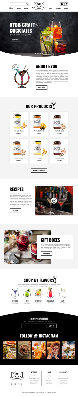 BYOB - Bring Your Own Booze - Craft Cocktails Mixes. | Web Design by MAHABA