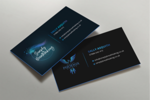 One business card required with 2 company logos and 2 people's details | Business Card Design by DesignShout