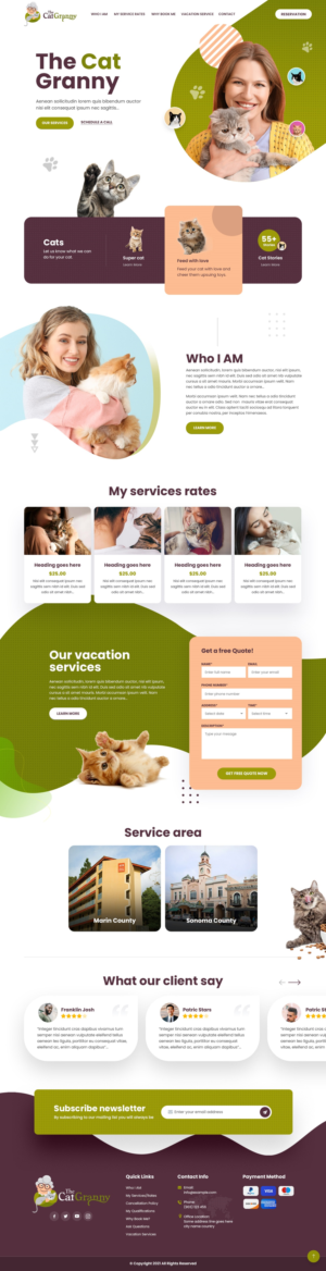 Cat Granny offers loving cat sitting for your precious furbaby. The industry is cat care.  | Web-Design von nzdesigners