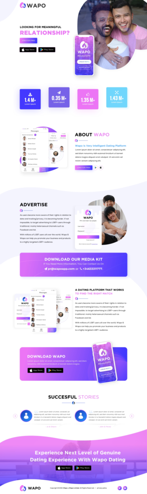 Landing page for gay dating app | Web Design by Sbss