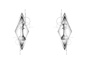 Tattoodesign Schachfiguren König und Königin | Tattoo-Design von Omelas