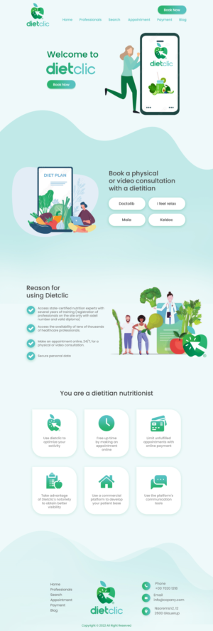 Dietclic, site for appointments between nutritionists and patients | Web Design by MAHABA