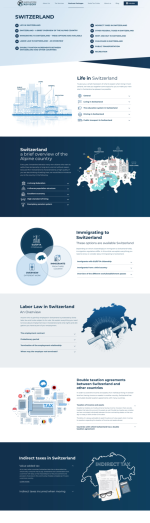 Flowy subpage design wanted for a modern tax/accounting firm in Switzerland | Web-Design von Blue Sparrow