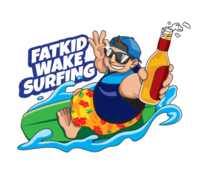 Fat kid wakesurfing logo | Graphic Design by Emmi