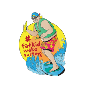 Fat kid wakesurfing logo | Graphic Design by delegacydesign