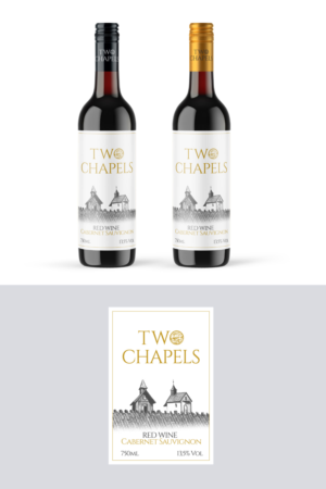 Wine Label named: Two Chapels | Label Design by Sergio Coelho