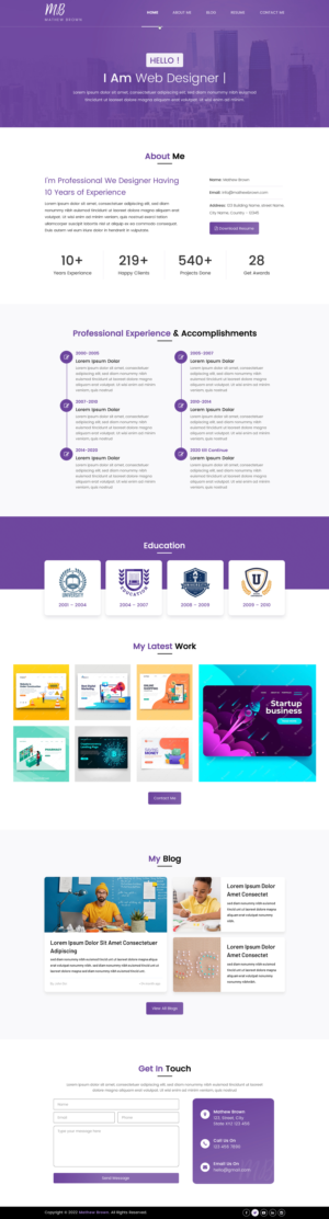 Simple and clean webdesign for personal homepage | Web Design by Sbss