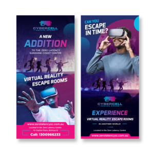 Double Sided DL flyer - Cyber Cell Virtual Reality Escape rooms | Flyer Design by debdesign