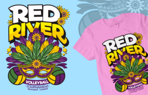 Red River Classic Volleyball Tournament, Tshirt Design (Mardi Gras style design) | T-shirt Design by guprulsugiyanto