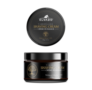 Elvado Premium Men's Shaving Cream Product Label . Cream packaged in a Amber Jar/Black Top Cap. | Label Design by Soluciones Creativas