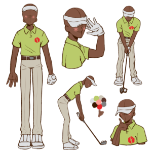 A golf training facility would like a character to help illustrate golf swing positions | Character Design by AlisaLord