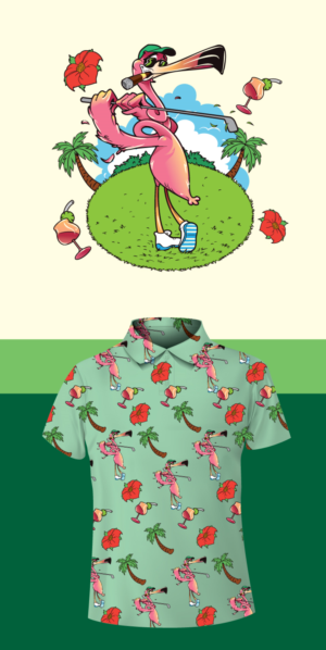 Cartoon Character Pattern Print Golf T-shirt | T-Shirt-Design von ally designs