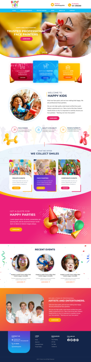 EXCITING Website Design Upgrade for www.happykidsfacepainting.co.nz | Web Design by Blue Sparrow