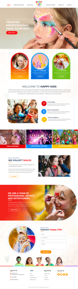 EXCITING Website Design Upgrade for www.happykidsfacepainting.co.nz | Web Design by Blue Sparrow