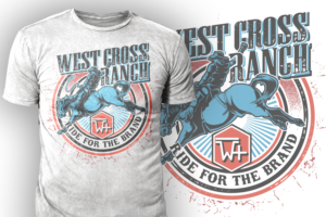 Vintage Rodeo design of a bronc rider for a Ranch apparel brand | T-Shirt-Design von APHOTIC APPAREL