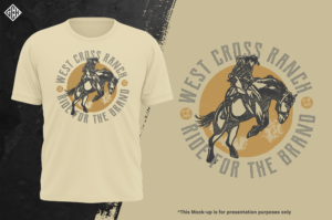 Vintage Rodeo design of a bronc rider for a Ranch apparel brand | T-Shirt-Design von G3K