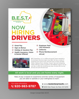 Now Hiring Drivers or Help Wanted Ad | Graphic Design by D Creative