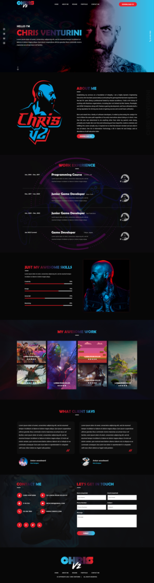 Personal Biography  Website for a Professional Game Developer | Web-Design von Titan Eagle