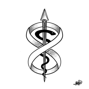 Combination of epilepsy ribbon and the rod of asclepius | Tattoo-Design von El Yisk 2