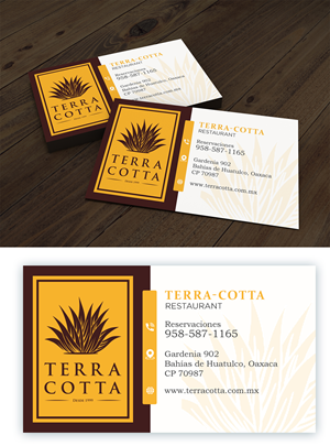 Single-sided business card for restaurant terracotta with new logo made on this site | Business Card Design by ZeneFashions