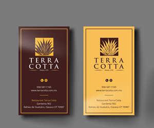 Single-sided business card for restaurant terracotta with new logo made on this site | Business Card Design by DesignShout