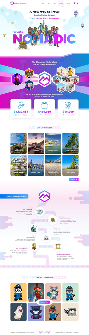 Homepage for Travel NFT Marketplace | Web Design by Sbss