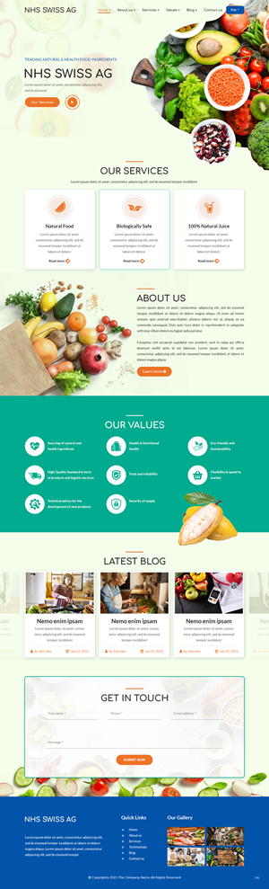 Home Page for a Swiss based start up company, trading Natural & Health  food ingredients (B2B) | Web-Design von pb