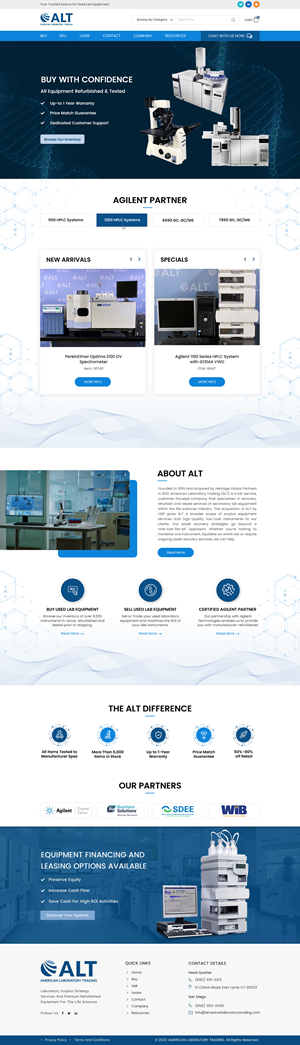 Website refresh for a laboratory equipment company | Web Design by Sbss