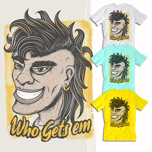 Character Tshirt with a Mullet Hairstyle , Simple design ,with slogan | T-Shirt-Design von Falih A