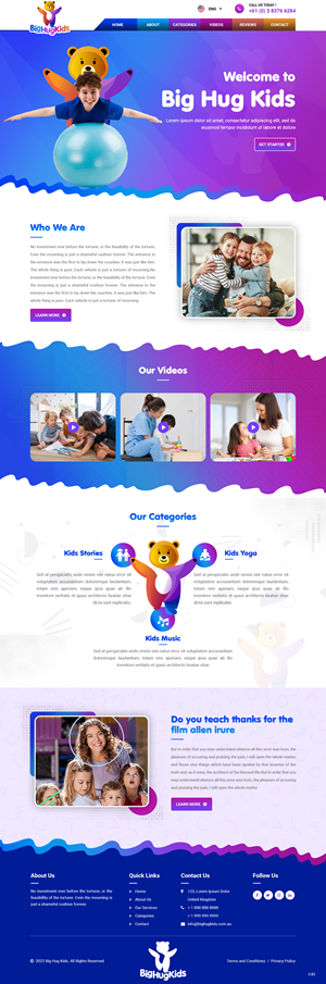 Modern, colorful Webdesign for BigHugKids: kids yoga, kids music and kids books | Web Design by pb