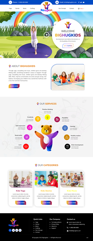 Modern, colorful Webdesign for BigHugKids: kids yoga, kids music and kids books | Web Design by pb